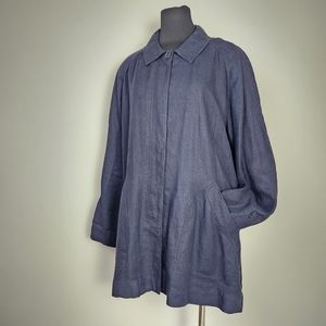 EILEEN FISHER dark blue linen coat
